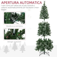 HOMCOM Albero di Natale 180cm Innevato con 240 Luci LED e 618 Rami con Base in Acciaio(m-7)