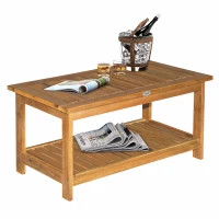 Outsunny 45 x 90cm Acacia Wood Two-Tier Garden Table(m-11)
