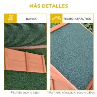 PawHut Conejera de Exterior Hecha de Madera Jaula para Conejos Dos Niveles con Techo Puerta y Ventana Bandeja Extraíble y Lavable Alta Comodidad Gran Espacio 144x64.5x100cm(m-7)