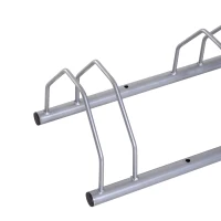 HOMCOM Fahrradständer für 4 Fahrräder Stahl Fahrradhalter mit 35-55 mm Reifenbreiten freistehender Bodenparker Abstellständer Radständer für Boden- oder Wandmontage 108,5 x 30 x 21,5cm Silber(m-9)