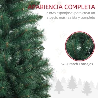 HOMCOM Árbol de Navidad 180 cm Árbol de Navidad Artificial con 528 Ramas y Patas de Metal para Interior Verde(m-5)