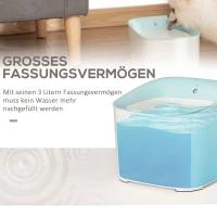 PawHut Trinkbrunnen für Haustier 3L Katzenbrunnen mit Infraroterkennung Katzentrinkbrunnen 3 Modi Smart Hunde Wasserbrunnen Leiser automatisch ABS Weiß+Blau 21 x 20 x 18 cm(m-5)
