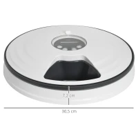 PawHut Distributeur de nourriture pour animaux de compagnie intelligent gamelle d'alimentation mangeoire automatique pour chien et chat 6 compartiments fonction de musique minuterie blanc gris(m-3)