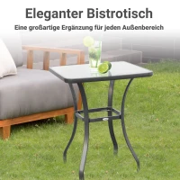 Outsunny Gartentisch Bistrotisch Glastisch Hartglas+Metall Schwarz L68,5xB68,5xH84cm(m-4)
