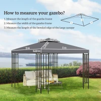 Outsunny 3(m) Gazebo Top Cover Double Tier Canopy Replacement Pavilion Roof Deep Grey(m-3)