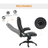 HOMCOM Poltrona Massaggiante da Ufficio ad Altezza Regolabile con 6 Punti Massaggianti, in PU, 68x72x108-118, Nera(m-7)