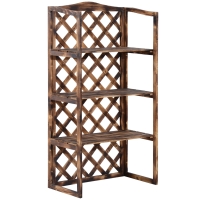 Outsunny Scaffale Porta Piante da Esterno a 3 Ripiani in Legno di Abete, Portavasi da Interno ed Esterno, Fioriera da Balcone, 80x40x148cm