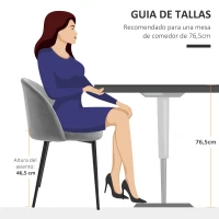 HOMCOM Pack de 2 Sillas de Comedor Tapizadas en Terciopelo con Respaldo Acolchados Patas de Metal Carga 90 kg 49x50x77 cm Gris(m-7)