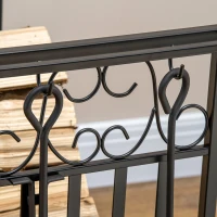 HOMCOM Portalegna Rialzato per Camino in Acciaio Antiruggine, Porta Legna da Interni ed Esterni, 4 Attrezzi Inclusi, 75x30x60cm(m-9)