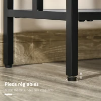 HOMCOM Table Console Table d'appoint Design Industriel dim. 106L x 23l x 76H cm étagère Acier Noir Panneaux Particules Bois Gris(m-7)