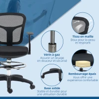 Vinsetto Lot de 2 fauteuils de bureau chaise en maille chaise de bureau assise haute réglable avec repose-pied(m-7)