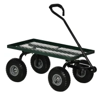 Outsunny Carrello da Giardino in Acciaio con Capacità 150 kg e Maniglia Rivestita, 94x48.5x100 cm, Nero e Verde(m-1)