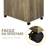 HOMCOM Mobile Cucina Multiuso con 4 Ruote, Armadietto e Ripiano per Microonde, 60.4x40.3x97cm - Grigio(m-6)
