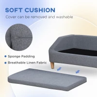 PawHut Dog Sofa, pet Bed, with Soft Cushion, Washable Cover, for Small, Medium & Large Dogs - Grey(m-6)