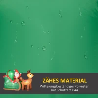 Outsunny Weihnachtsmann mit Schlitten & Rentier, aufblasbar, weiße LED-Beleuchtung, 210 x 80 x 140 cm(m-5)