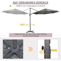 Outsunny Ampelschirm Sonnenschirm Gartenschirm , inkl. Kreuzfuß, wetterbeständig, 294 cm x 248 cm, Grau(m-4)