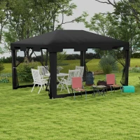 Outsunny 4 x 3 m Party Tent Wedding Gazebo Outdoor Waterproof PE Canopy Shade with Panel(m-10)