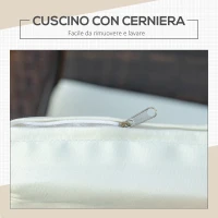 Outsunny Set Mobili da Giardino in Rattan PE con Tavolino e 2 Sedie con Cuscini Sfoderabili, Marrone e Crema(m-5)