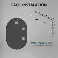 HOMCOM Espejo de Baño Ovalado 60x90 cm Espejo Decorativo de Pared con Marco de Aluminio para Salón Horizontal o Vertical Negro(m-7)