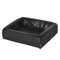 PawHut Colchón para Mascotas Tapizado en Cuero PU Acolchado de Espuma y Lavable con Cremallera 58x49x14,5 cm Negro(m-11)