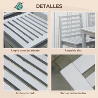 Outsunny Conjunto de Muebles de Jardín de Madera 5 Piezas Juego de Mesa y 4 Sillas Decoración para Terraza Patio Balcón Gris(m-6)