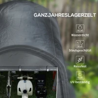Outsunny Lagerzelt für den Garten, stabiler Stahlrahmen, große Türen, 3x3m, Grau(m-4)