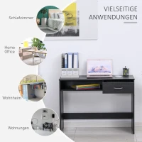 HOMCOM Schreibtisch mit Regal Schublade Computertisch Bürotisch Arbeitstisch großer Stauraum industrieller Stil E1-Spanplatte Metall Schwarz 100 x 45 x 73,9 cm(m-6)
