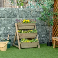 Outsunny Jardinière sur Pieds carré Potager 3 étages dim. 71L x 61l x 77H cm Inserts d'irrigation Feutre de Drainage Bois Sapin Autoclave(m-2)