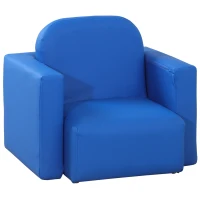 HOMCOM 2-in-1-Kindersofa Tisch und Stuhl Set multifunktionaler für Kinder Kindercouch Kindersessel Minisofa Minisessel Kinderzimmer für Kinder von 3 bis 9 Jahre Blau(m-10)