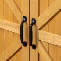 Outsunny Armoire de jardin en bois remise pour outils sur pieds avec 2 portes 2 étagères 94 x 45 x 112 cm jaune(m-8)