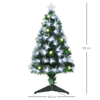 HOMCOM Albero di Natale Artificiale 90cm con Luci Incorporate e 90 Rami, Albero di Natale con Luci a LED e Fibre Ottiche, Base Pieghevole Rimovibile(m-3)