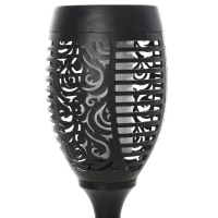 Outsunny Set 4 Faretti da Esterno LED a Energia Solare con 4 Picchetti, in Plastica, Ø12x72 cm, Nero(m-9)