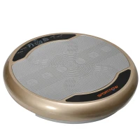 SPORTNOW Vibrationsplatte, 99 Intensitätsstufen, 2 Widerstandsbänder, LED-Anzeige, Goldoptik, Φ59 x 15H cm(m-10)