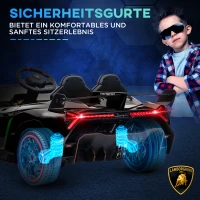 HOMCOM Elektro Kinderauto, lizenzierter Lamborghini Veneno, 3-7 km/h, Flügeltüren, Musikplayer, Fernsteuerung, Schwarz(m-7)