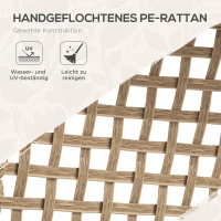 Outsunny Gartengarnitur, 5-teilig, Tisch, 4 Stühle mit Sitzkissen, Metallrahmen, Rattandekor, Natur(m-4)