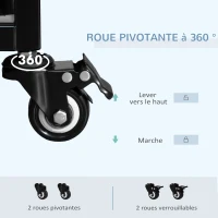 PawHut Cage pour chien animaux cage de transport sur roulettes 2 portes verrouillables plateau amovible 92 x 62 x 75 cm noir(m-4)