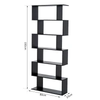 HOMCOM Estantería para Libros Moderna Librería con 6 Estantes para Comedor Salón Estudio 80x23x192 cm Negro(m-3)