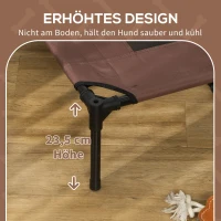 PawHut Erhöhtes Hundebett mit Baldachin, Haustierbett, Hundeliege outdoor mit Dach, Atmungsaktiv, Taftstoff für Camping Kaffee 122 x 92 x 108 cm(m-7)