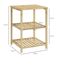 HOMCOM Ensemble de 2 tables de chevet table d'appoint en bambou avec 2 étagères, style naturel, dim. 40L x 40l x 55H cm(m-3)