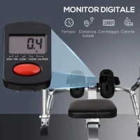 HOMCOM Vogatore Pieghevole, 4 Livelli di Resistenza e Display, Acciaio e ABS, 129x70x70 cm(m-5)