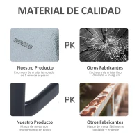 Outsunny Mesa Auxiliar de Cristal Templado Cuadrada Bordes Redondeados Mesita Café  para Patio Terraza Balcón Negro y Transparente 68,5x68,5x84 cm(m-6)