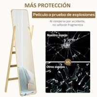 HOMCOM Espejo de Pie de Cuerpo Entero con Perchero para Dormitorio Entrada Salón 40x35x147 cm Natural(m-6)