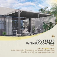Outsunny Retractable Pergola Shade Cover, Replacement Canopy for 4 x 3 (m) Pergola, Retractable Roof, Dark Grey(m-4)