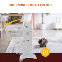 HOMCOM Stufa Elettrica da Parete e da Appoggio con Temperatura Regolabile e Timer, in Metallo e Plastica, 58.5x20x43 cm, Bianco(m-7)