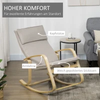 HOMCOM Schaukelstuhl aus Birkenholz 67 cm x 95 cm x 95 cm Grau + Natur(m-5)