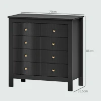 HOMCOM Elegant Chest of Five Drawers - Black(m-3)