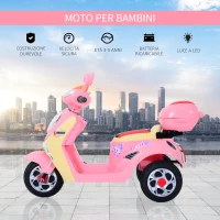 HOMCOM Moto Elettrica per Bambini Batteria 6V, Velocità 3km/h, Motorino Elettrica per Bambini 3-5 Anni con Luci e Musica, 108x51x75 cm, Rosa(m-4)