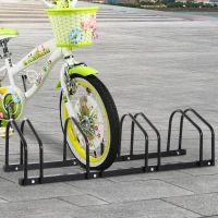 HOMCOM Bike Stand Parking Rack Floor or Wall Mount Bicycle Cycle Storage Locking Stand (4 Racks, Black)(m-2)