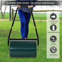 Outsunny Rasenwalze Gartenrolle Gartenwalze mit U-Griff 31 cm Durchmesser 30 cm Arbeitsbreit 40 L Wasser-/Sandfüllunge Metall Grün(m-7)