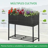 Outsunny Soporte para Jardinera Exterior para Huerto Urbano Mesa de Cultivo Jardinera Rectangular sin Fondo con Estante y Patas para Jardineras Macetas Tiestos 70x30x72 cm Gris y Negro(m-4)